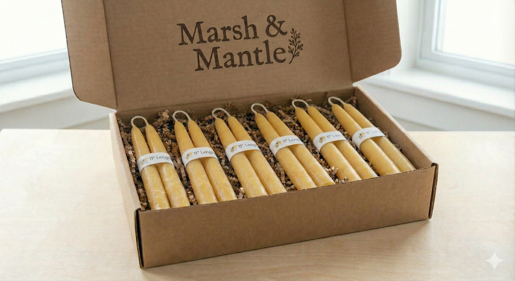 Hand-Dipped 100% Beeswax Taper Candles – 6 Inch (Pair) $ 16