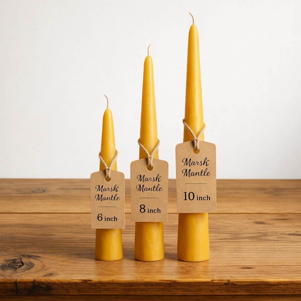 Hand-Dipped 100% Beeswax Taper Candles – 8 Inch (Pair) $ 22